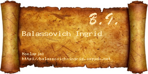 Balassovich Ingrid névjegykártya